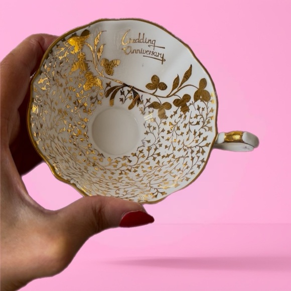 ⭐️HP⭐️Vintage Queen Anne Bone China and Wedding Anniversary Teacup and Saucer - Picture 9 of 9